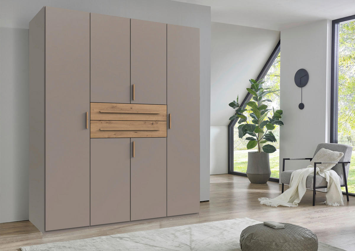 ORMAR ZA ODJEĆU siva, sahara, hrast Artisan   - sahara/siva, Moderno, drvni materijal (180/208/65cm) - Carryhome