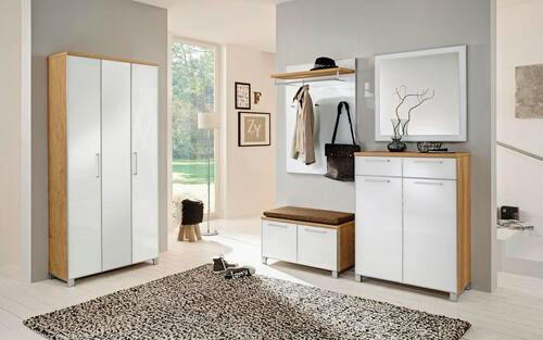GARDEROBE 6-teilig in 265/195/40 cm - Hellbraun/Eichefarben, Design, Glas/Holz (265/195/40cm)