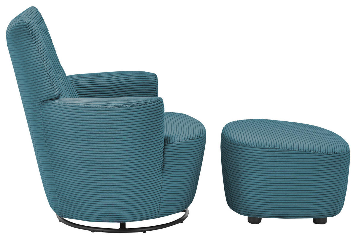 SESSEL Cord Blau    - Blau/Schwarz, Design, Textil/Metall (80/96/88cm) - SetOne by Musterring