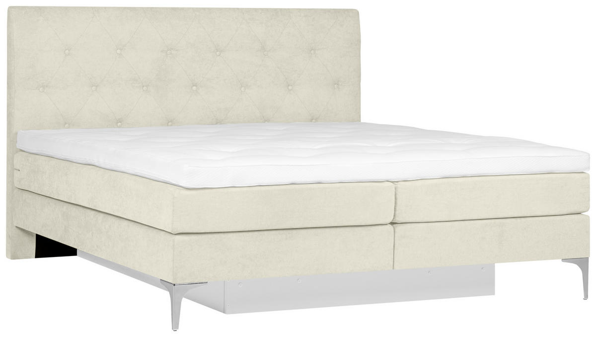 BOXSPRINGBETT 160/200 cm  in Beige  - Chromfarben/Beige, Design, Textil/Metall (160/200cm) - Welnova