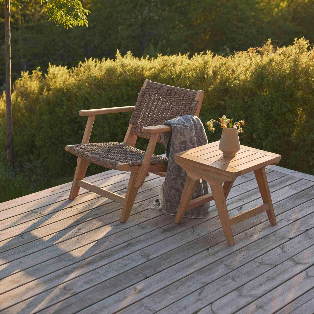 LOUNGESESSEL  - Braun/Teakfarben, Natur, Holz/Kunststoff (68/70/75cm) - Gardenson