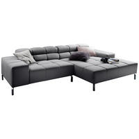 ECKSOFA in Flachgewebe Grau  280/178 cm  - Grau, Design, Textil/Metall (280/178cm) - Hom`in