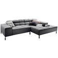 ECKSOFA in Flachgewebe Grau  280/178 cm  - Grau, Design, Textil/Metall (280/178cm) - Hom`in
