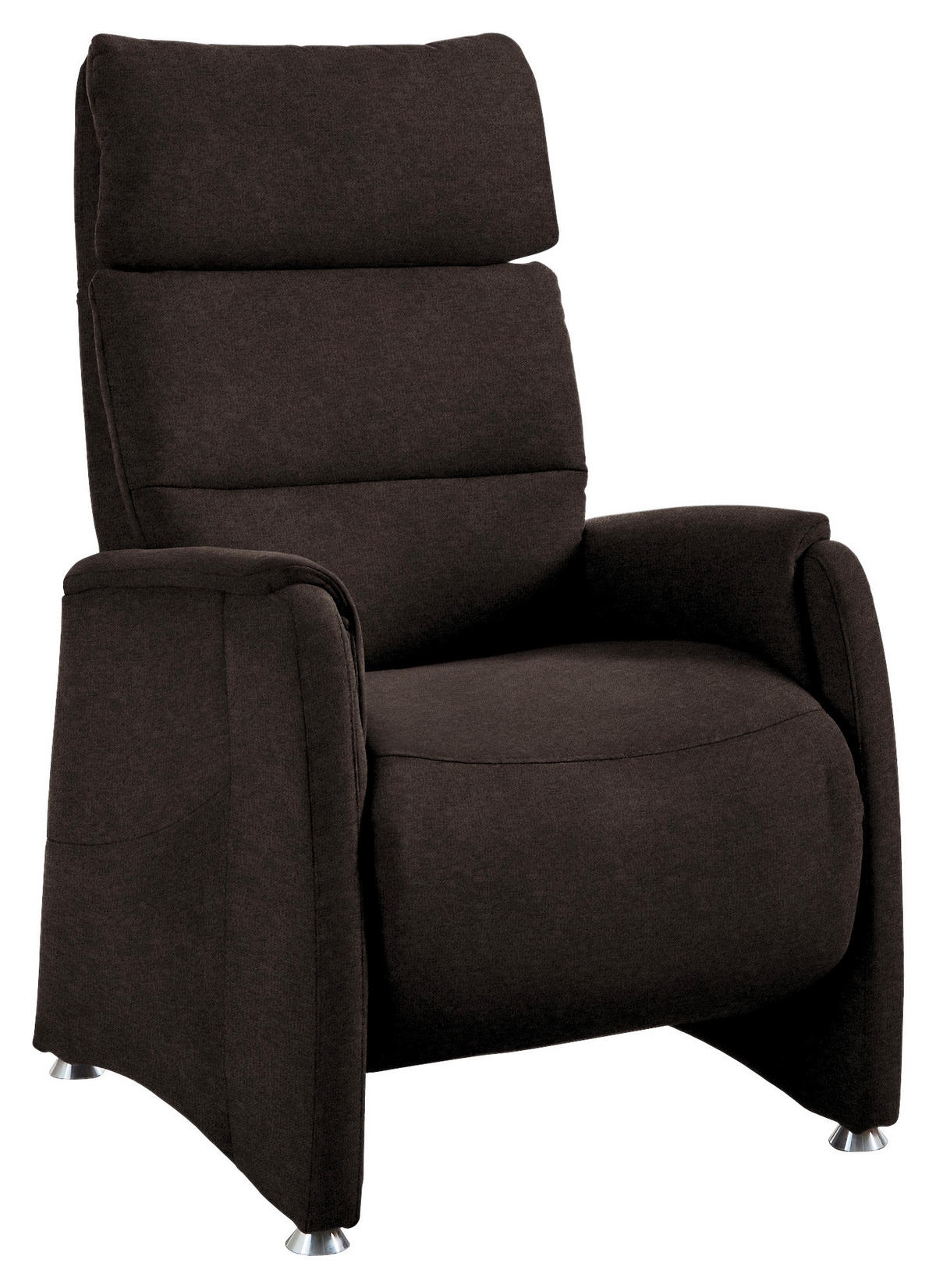 FERNSEHSESSEL in Flachgewebe Dunkelbraun  - Dunkelbraun/Alufarben, KONVENTIONELL, Textil/Metall (69/111/83cm) - Cantus