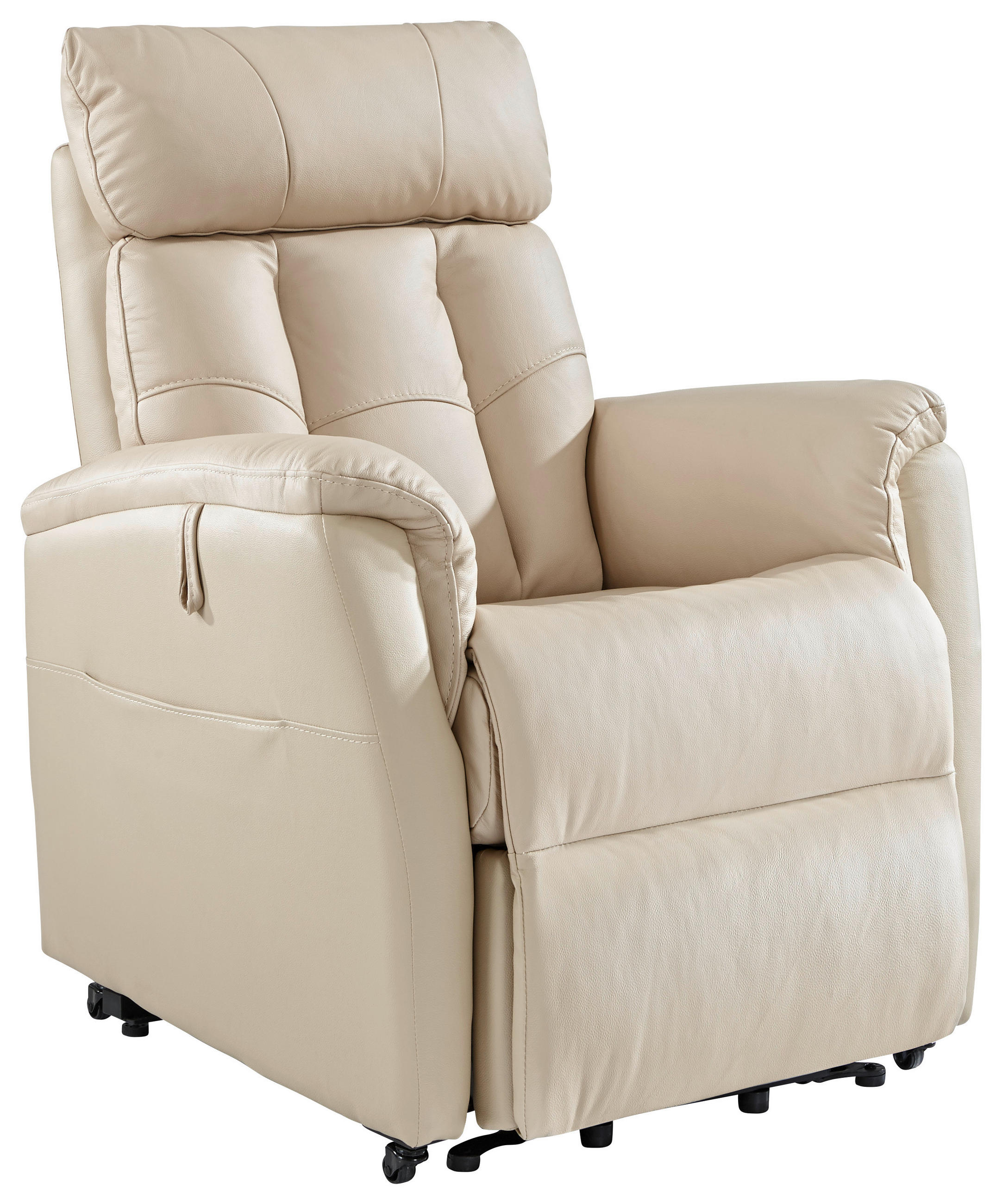 FERNSEHSESSEL m. Relaxfunktion  mit Relaxfunktion, Aufstehhilfe Kombination Echtleder/Lederlook Lederlook Beige  - Beige/Schwarz, Design, Leder/Kunststoff (82/107/94cm) - Cantus