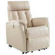 FERNSEHSESSEL m. Relaxfunktion  mit Relaxfunktion, Aufstehhilfe Kombination Echtleder/Lederlook Lederlook Beige  - Beige/Schwarz, Design, Leder/Kunststoff (82/107/94cm) - Cantus