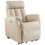 FERNSEHSESSEL m. Relaxfunktion  mit Relaxfunktion, Aufstehhilfe Kombination Echtleder/Lederlook Lederlook Beige  - Beige/Schwarz, Design, Leder/Kunststoff (82/107/94cm) - Cantus