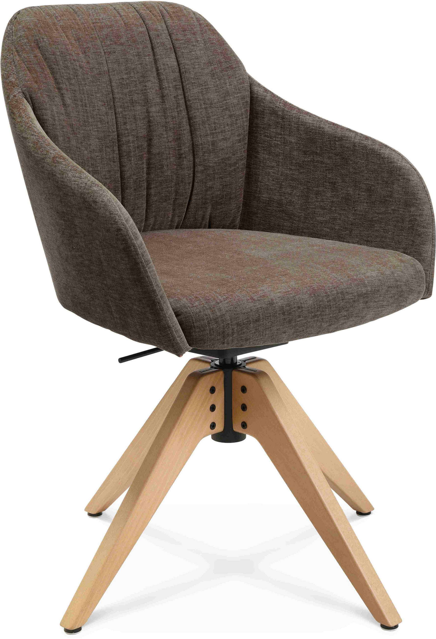 ARMLEHNSTUHL  in Velours  - Eichefarben/Braun, Design, Holz/Textil (58/82,5-85,2/60cm) - Johann Jakob