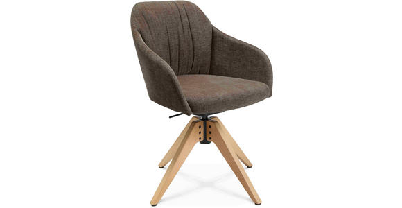 ARMLEHNSTUHL in Velours - Eichefarben/Braun, Design, Holz/Textil (58/82,5-85,2/60cm) - Johann Jakob
