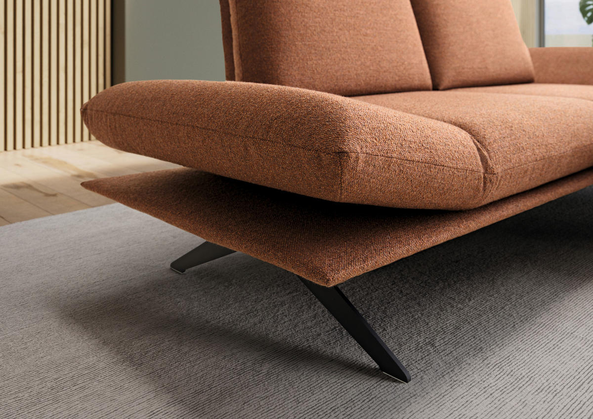 ECKSOFA Cognac Flachgewebe  - Cognac/Schwarz, Design, Textil/Metall (234/155cm) - Dieter Knoll