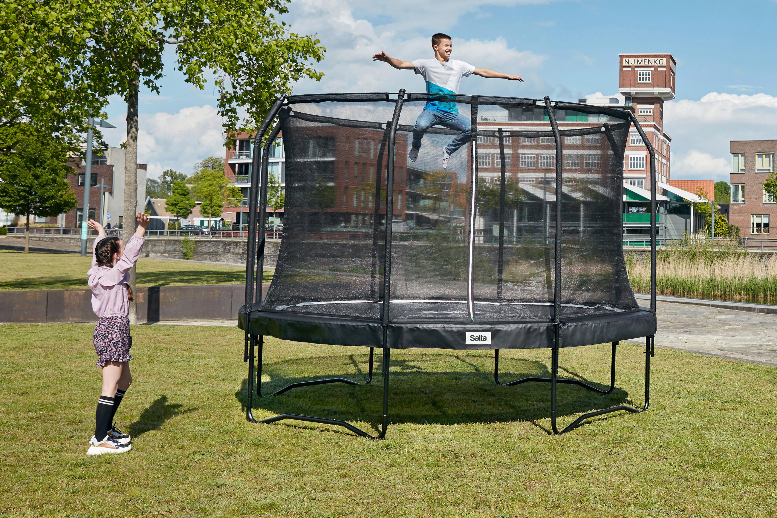 TRAMPOLIN  - Schwarz, KONVENTIONELL, Kunststoff/Metall (251/256cm) - Salta