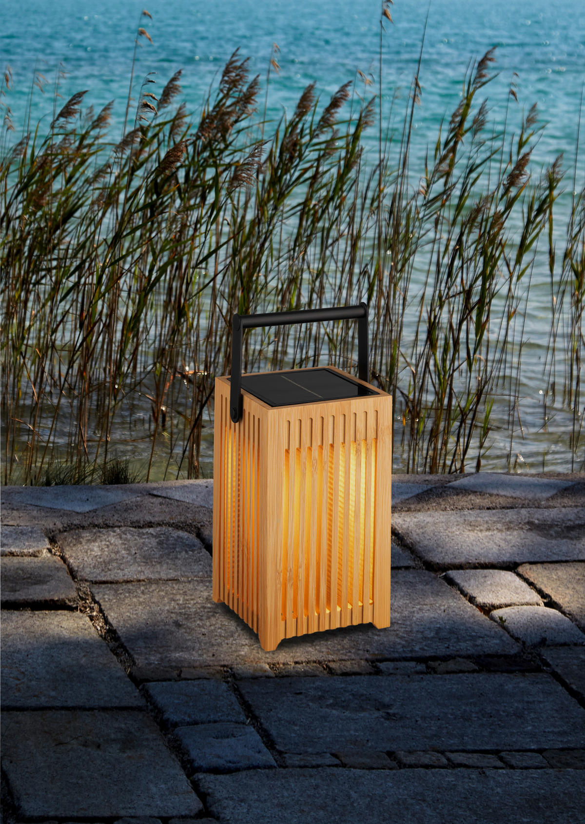 SOLÁRNE SVIETIDLO, 10/10/18 cm - čierna, Design, kov/drevo (10/10/18cm) - Ambia Garden