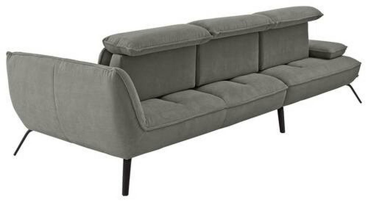 ECKSOFA in Cord Graubraun  - Graubraun/Schwarz, Design, Textil/Metall (202/301cm) - Moderano
