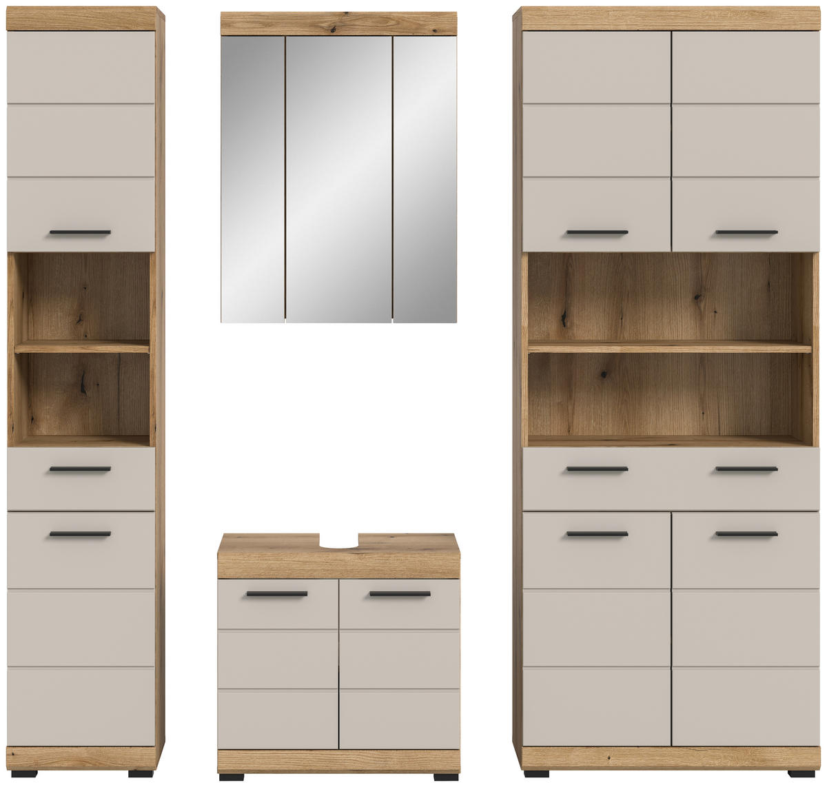BADEZIMMER 4-teilig  in 171 cm  - Kaschmir/Schwarz, MODERN, Holzwerkstoff/Kunststoff (171cm) - MID.YOU