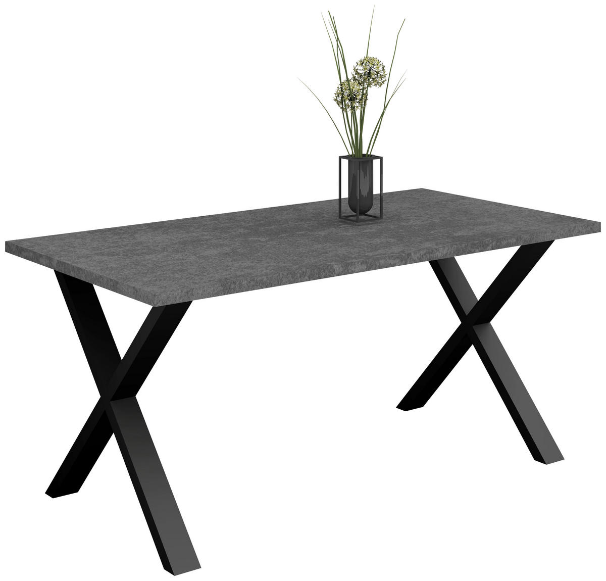 ESSTISCH rechteckig Graphitfarben, Schwarz  - Schwarz/Graphitfarben, MODERN, Holzwerkstoff/Metall (180/90/78cm) - Livetastic