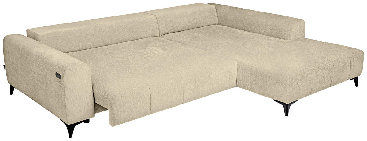 HÖRNSOFFA i chenille beige  - beige/svart, Klassisk, textil/plast (279/222cm) - MID.YOU