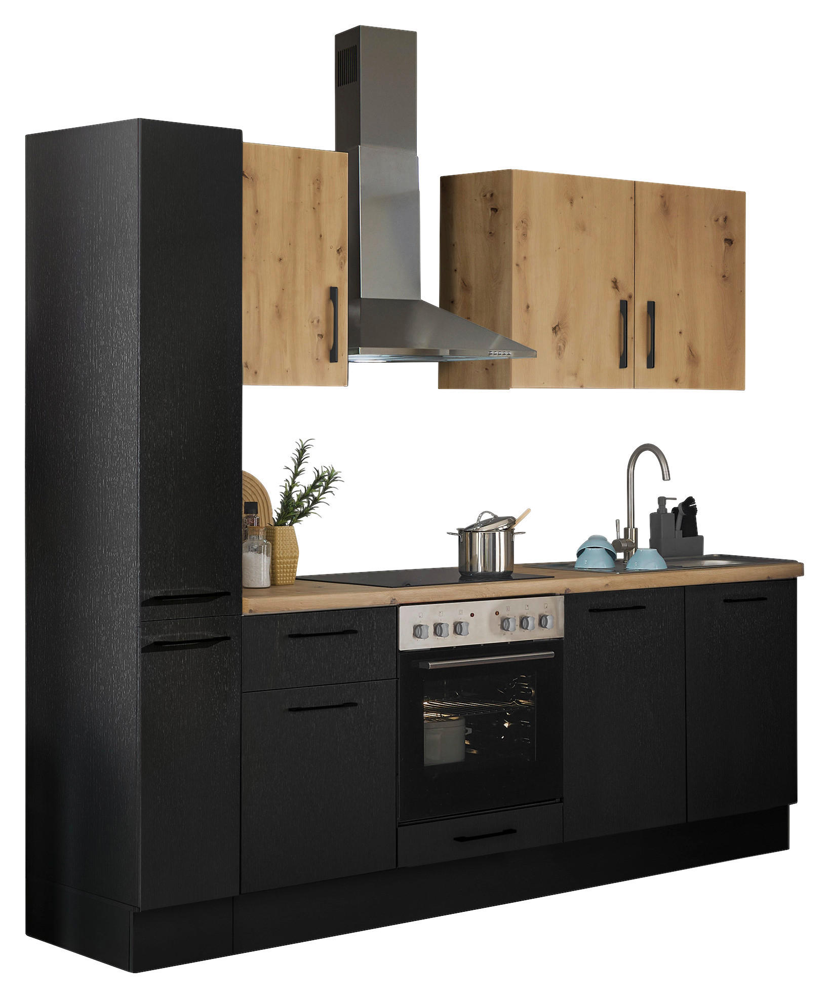 Thumbnail - Mid.you Küchenblock, Schwarz, Eiche Artisan, Metall, 1 Schublade(n) Schubladen, seitenverkehrt montierbar, nur wie onlin...