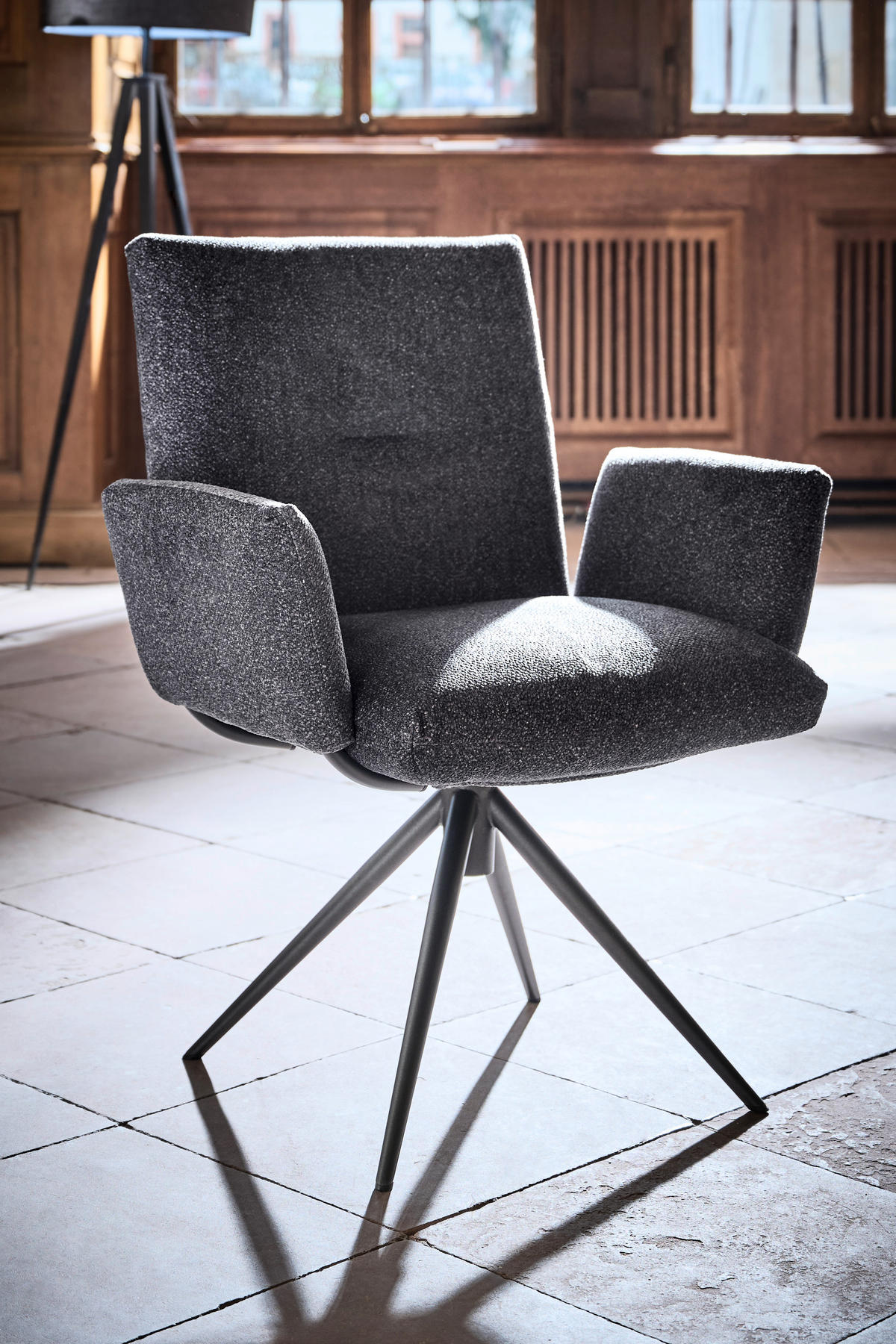 ARMLEHNSTUHL  in Webstoff  - Dunkelgrau/Anthrazit, Design, Textil/Metall (70/89/68cm) - Dieter Knoll