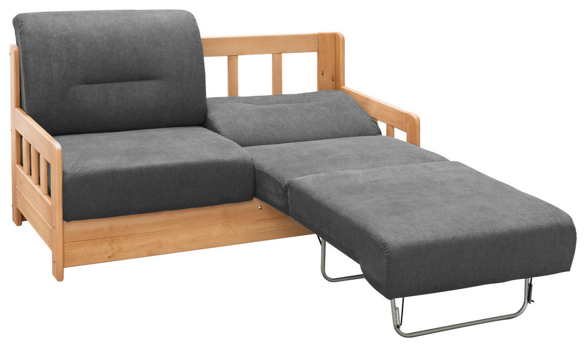 SCHLAFSOFA in Textil Anthrazit, Kieferfarben  - Anthrazit/Kieferfarben, Konventionell, Holz/Textil (154/88/90cm) - Livetastic