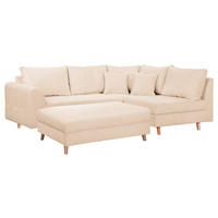 ECKSOFA inkl. Hocker Ariella in Cord Creme Rückenkissen, Hocker  231/161 cm  - Creme/Naturfarben, Design, Holz/Textil (231/161cm) - P & B