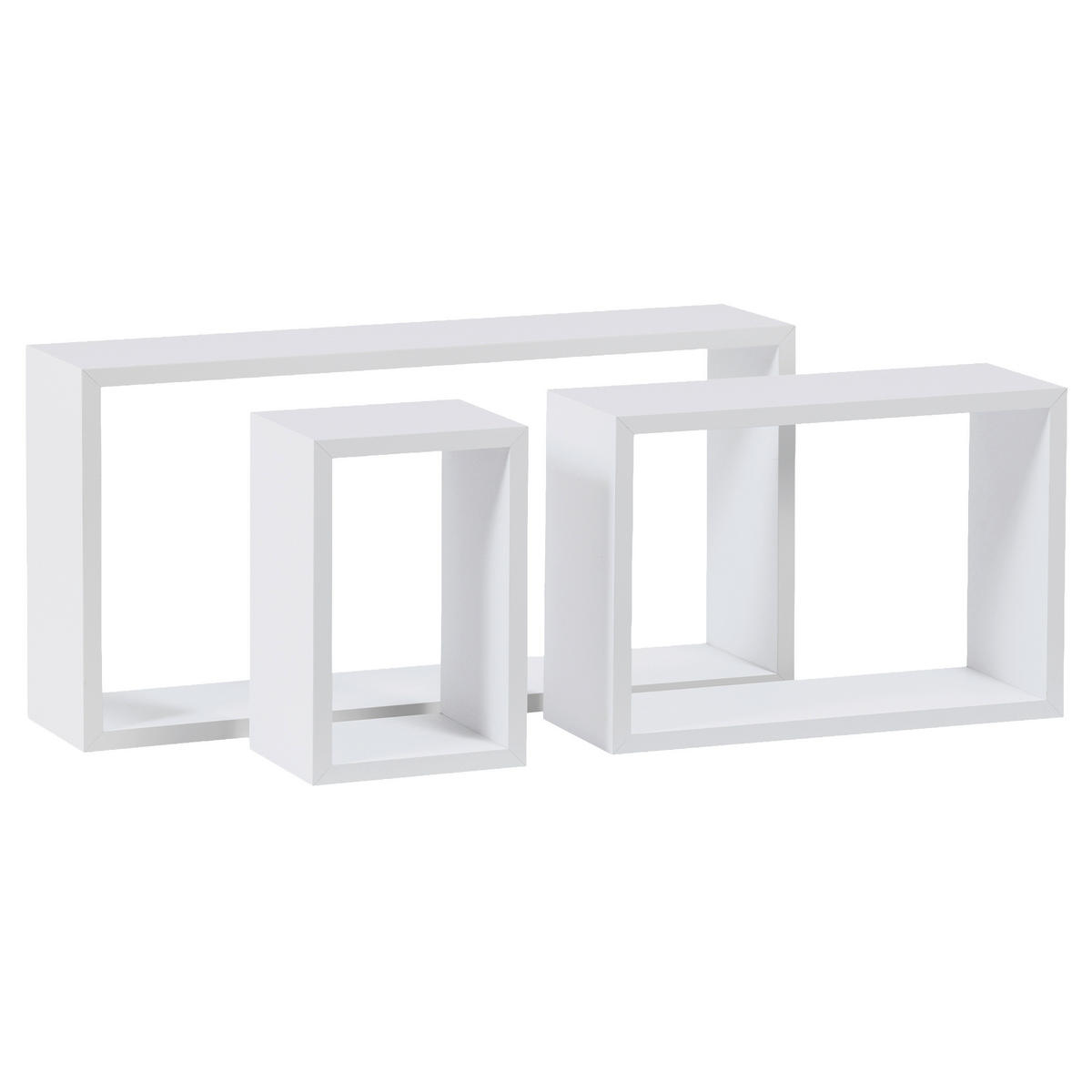 SADA NÁSTĚNNÝCH POLIC, bílá, 27/15/17 cm - bílá, Basics, kompozitní dřevo (27/15/17cm) - Carryhome