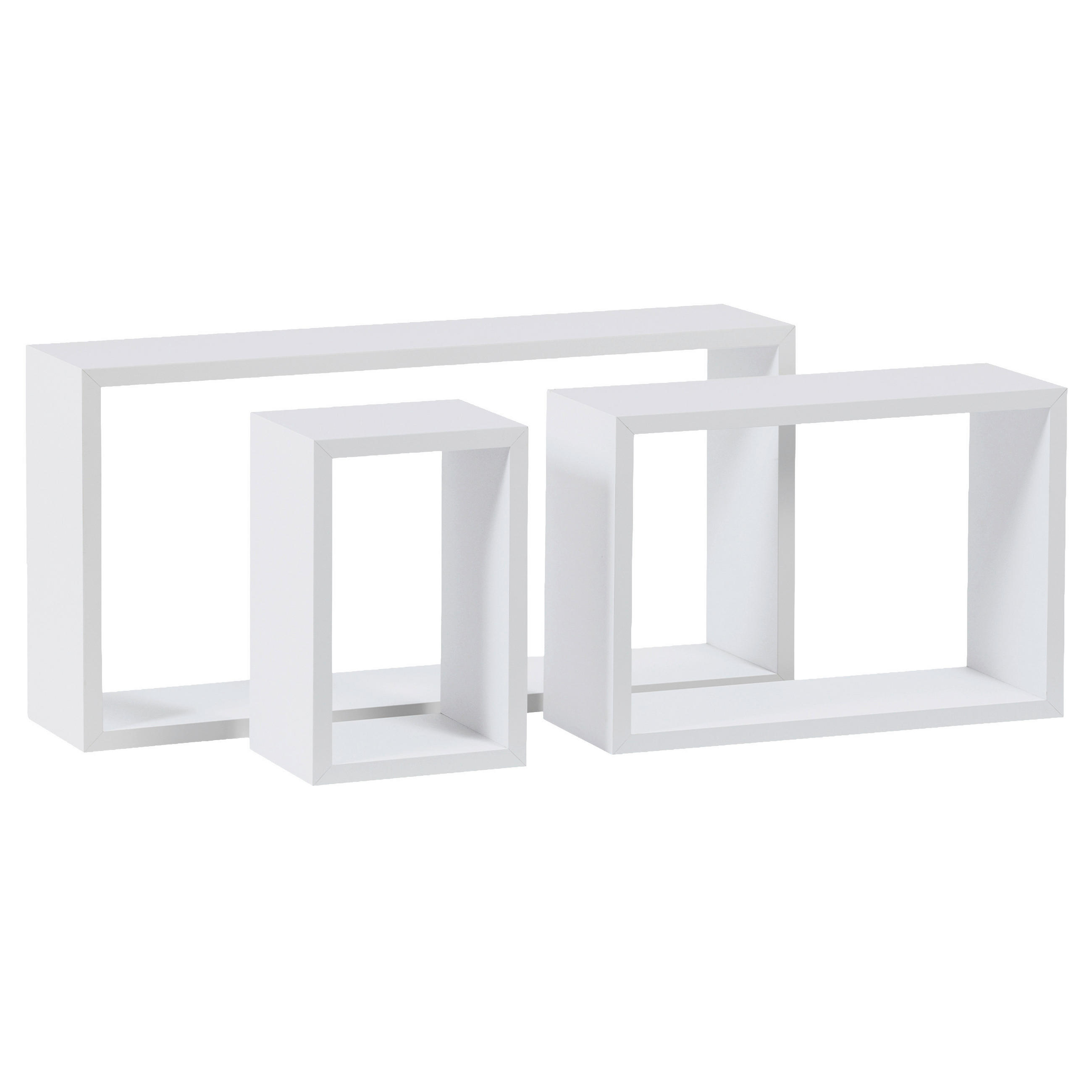 Carryhome SADA NÁSTĚNNÝCH POLIC, bílá, 27/15/17 cm