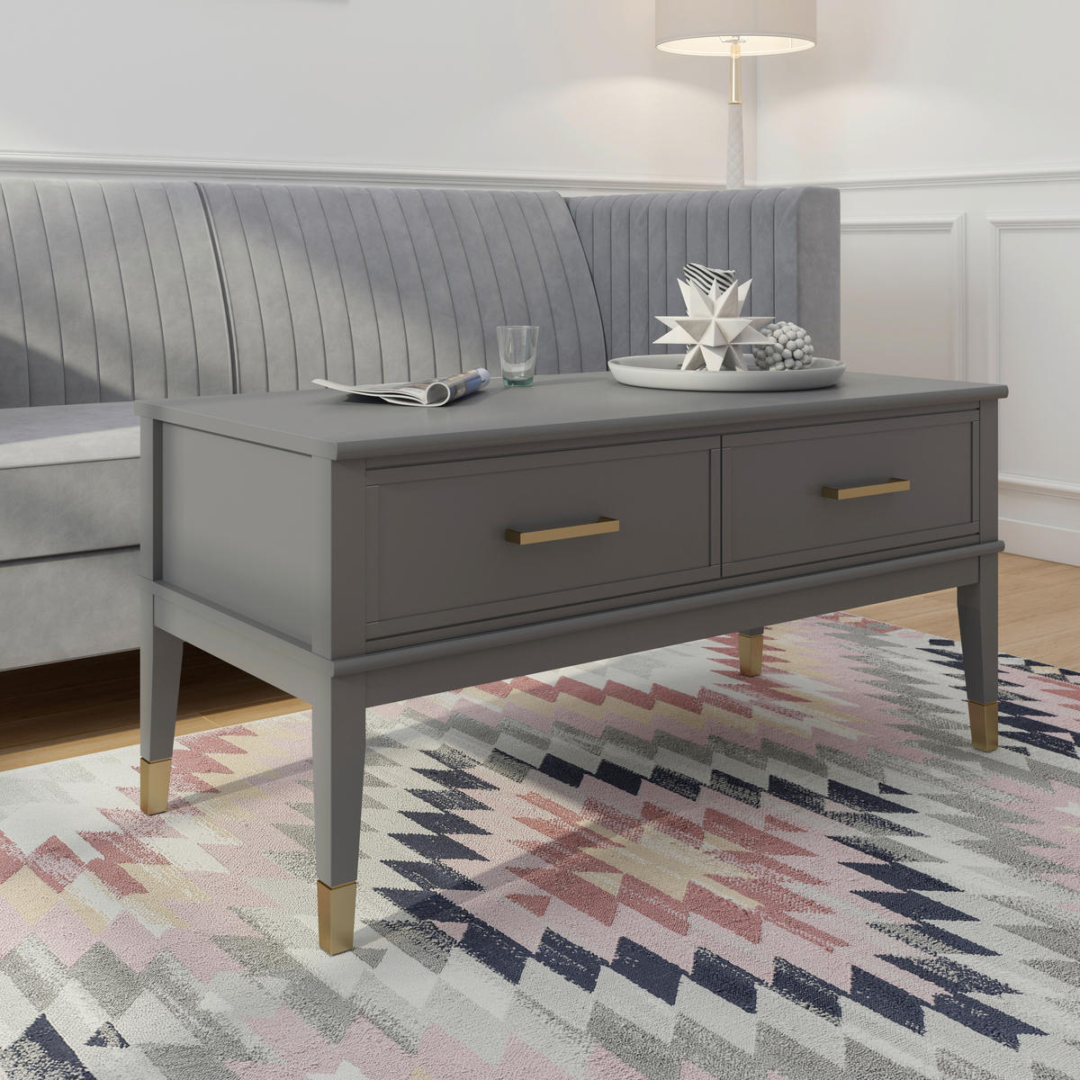 COUCHTISCH Westerleigh 106/52/51 cm rechteckig Graphitfarben  - Messingfarben/Graphitfarben, Design, Holzwerkstoff/Metall (106/52/51cm) - MID.YOU