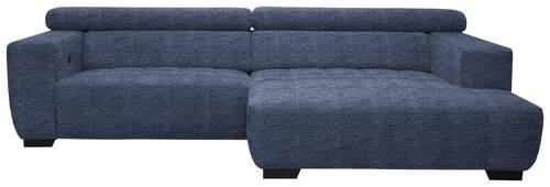 ECKSOFA in Webstoff Dunkelblau  - Schwarz/Dunkelblau, Konventionell, Textil/Metall (279/182cm) - Hom`in