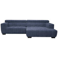 ECKSOFA in Webstoff Dunkelblau  - Schwarz/Dunkelblau, Konventionell, Textil/Metall (279/182cm) - Hom`in