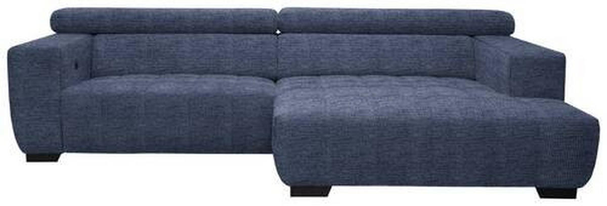 ECKSOFA in Webstoff Dunkelblau  - Schwarz/Dunkelblau, Konventionell, Textil/Metall (279/182cm) - Hom`in