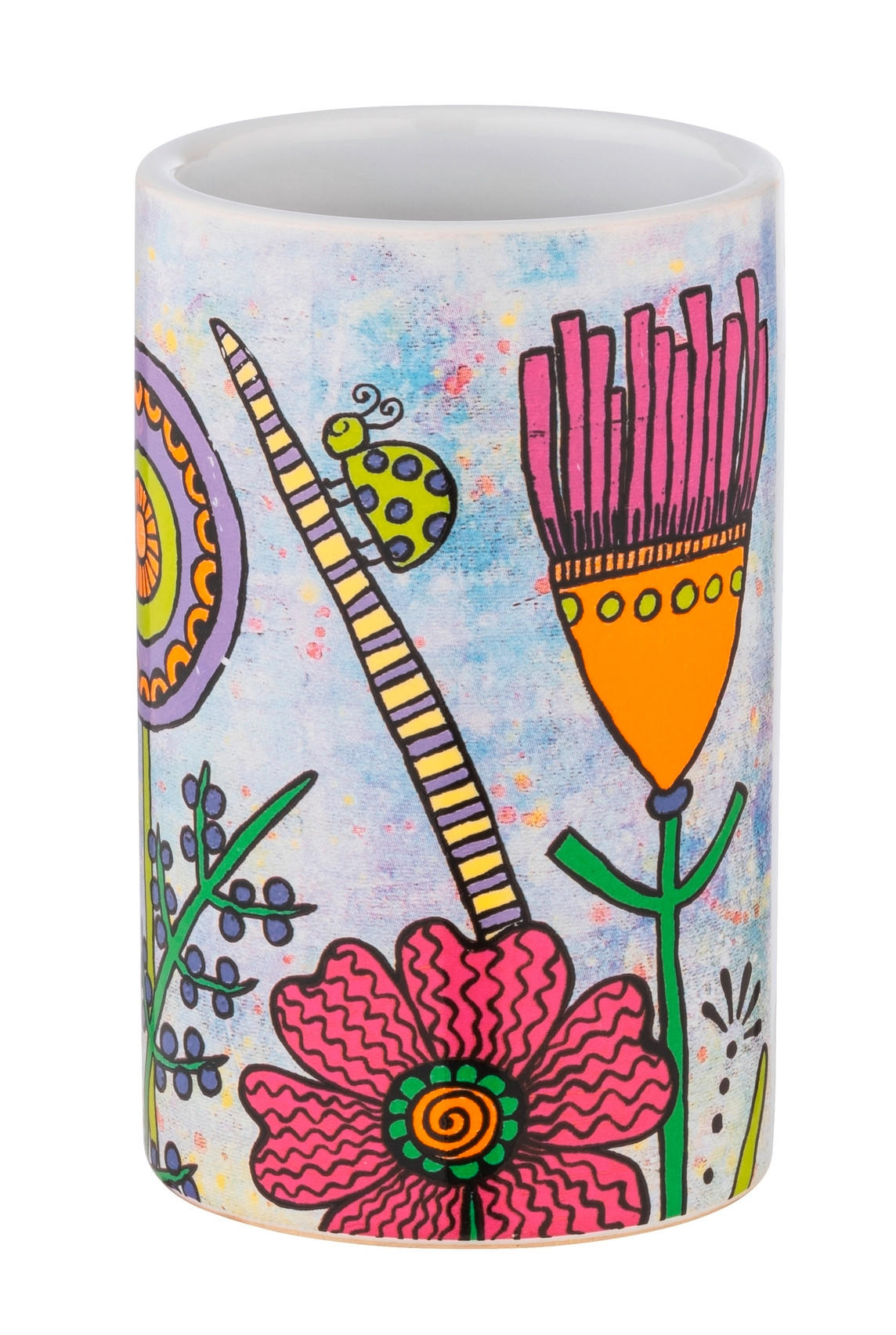 ZAHNPUTZBECHER ROLLIN ART  - Gelb/Lila, Trend, Keramik (6,5/11/6,5cm) - Wenko