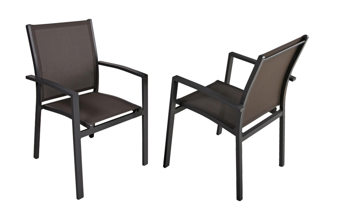 GARTENSET 3-teilig Aluminium 3-teilig  - Dunkelgrau/Schwarz, Basics, Kunststoff/Metall (56,5/89/61cm) - Gardenson