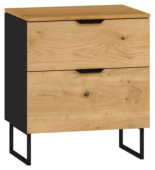 NACHTKÄSTCHEN in furniert Eiche Schwarz, Eichefarben  - Eichefarben/Schwarz, Design, Holz/Holzwerkstoff (45/53/43cm) - Jutzler