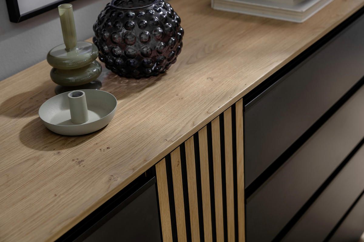 SIDEBOARD Anthrazit, Wildeiche  187/92/45 cm  - Wildeiche/Anthrazit, Design, Holz/Holzwerkstoff (187/92/45cm) - Moderano