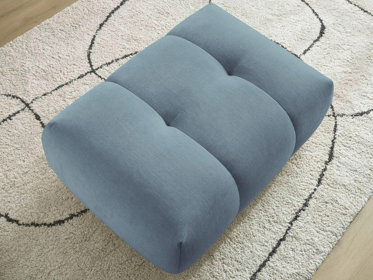 HOCKER FUJI  Leinenoptik Hellblau  - Schwarz/Hellblau, MODERN, Kunststoff/Textil (112/44/80cm)