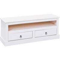 KOMODA POD TELEVIZI, borovice, bílá, 118/45/39 cm - bílá/černá, Konvenční, kov/dřevo (118/45/39cm) - MID.YOU