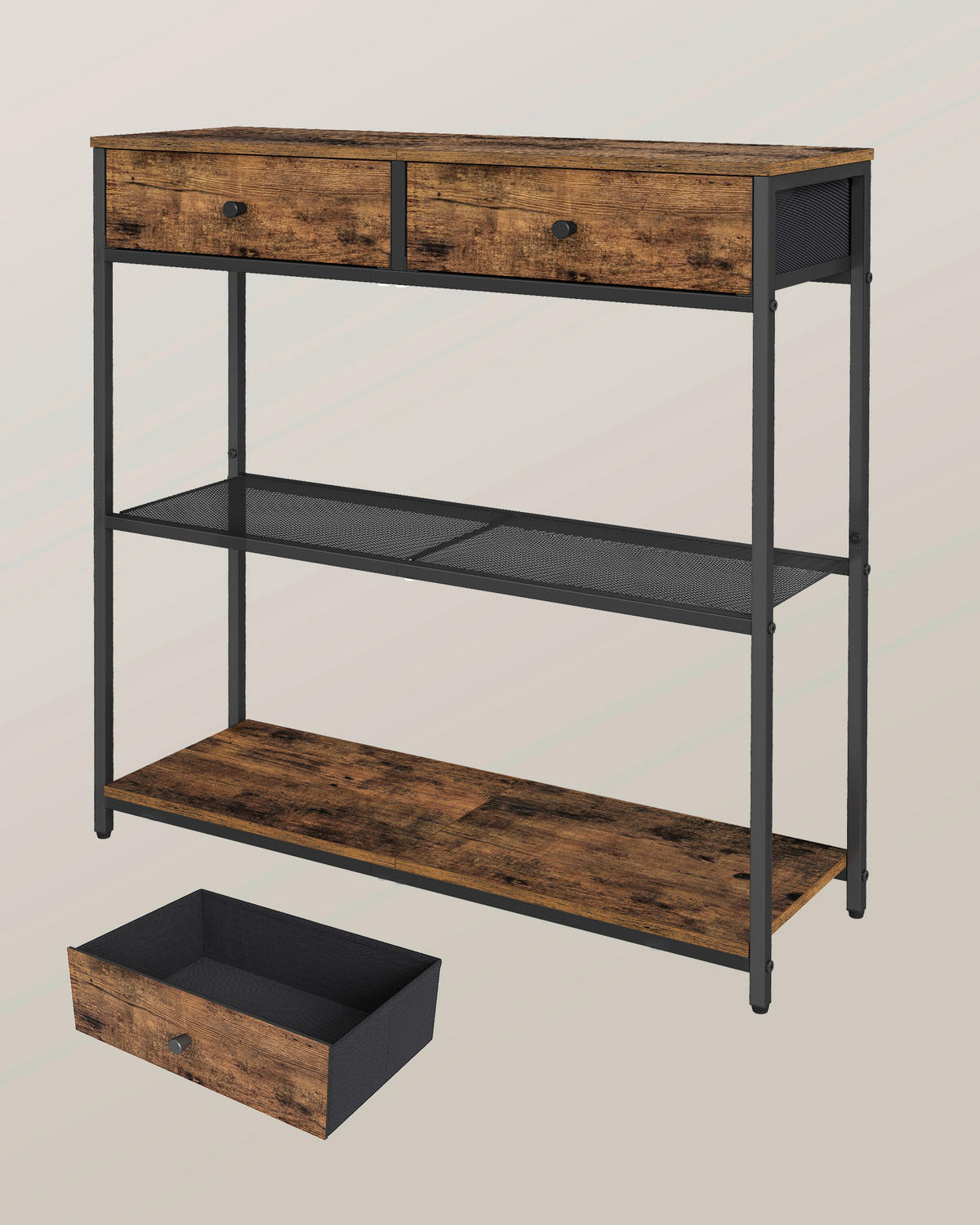 KONSOLENTISCH Schwarz, Dunkelbraun  - Dunkelbraun/Schwarz, Trend, Holzwerkstoff/Textil (76/24/80cm) - Boxxx