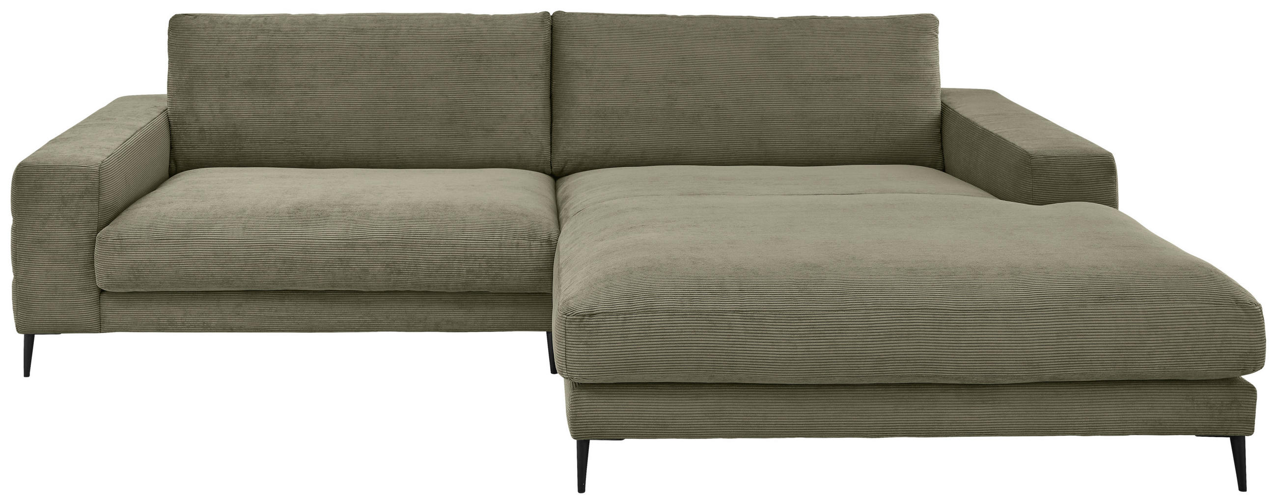 ECKSOFA 293/207 cm  in Feincord Olivgrün  293/207 cm  - Schwarz/Olivgrün, Design, Textil/Metall (293/207cm) - Dieter Knoll