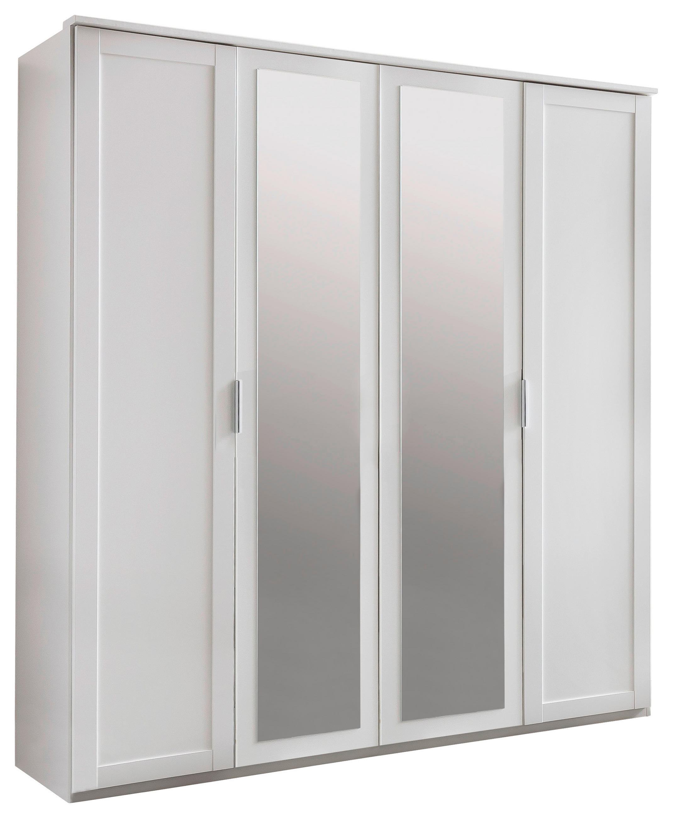 DREHTÜRENSCHRANK 180/210/58 cm 4-türig Weiß  - Silberfarben/Weiß, KONVENTIONELL, Glas/Holzwerkstoff (180/210/58cm) - MID.YOU