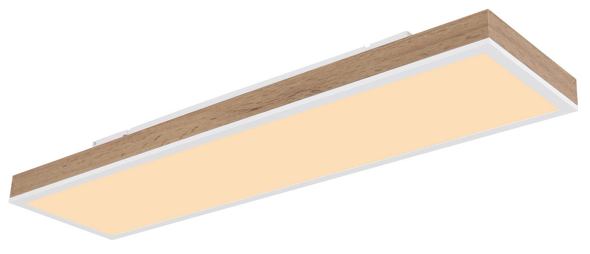 LED-DECKENLEUCHTE 24 W    80/20/7,8 cm  - Weiss/Dunkelbraun, Natur, Holzwerkstoff/Kunststoff (80/20/7,8cm) - Globo