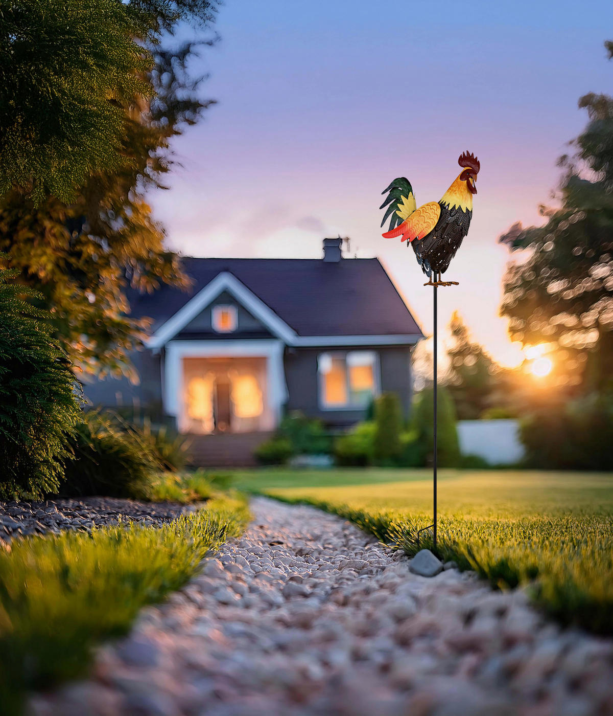 SOLARLEUCHTE Hahn  - Gelb/Schwarz, Basics, Kunststoff/Metall (28,5cm) - Ambia Garden