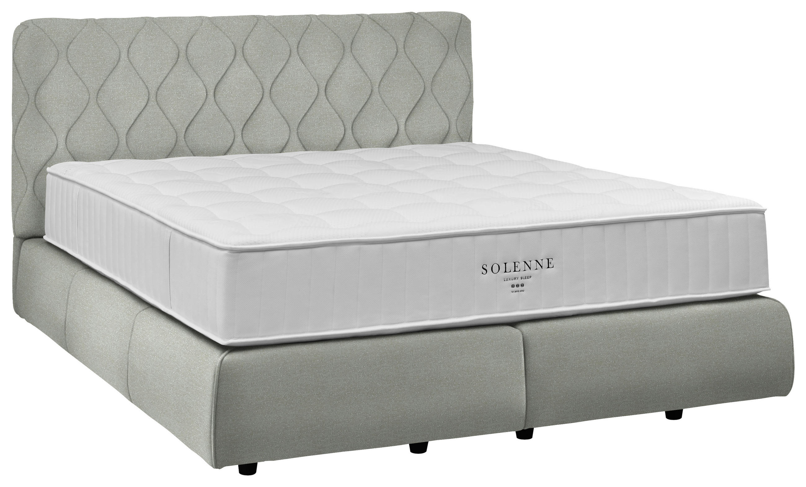 BOXSPRINGBETT 180/200 cm  Hellgrau  - Hellgrau/Schwarz, Design, Kunststoff/Textil (180/200cm) - Johann Jakob