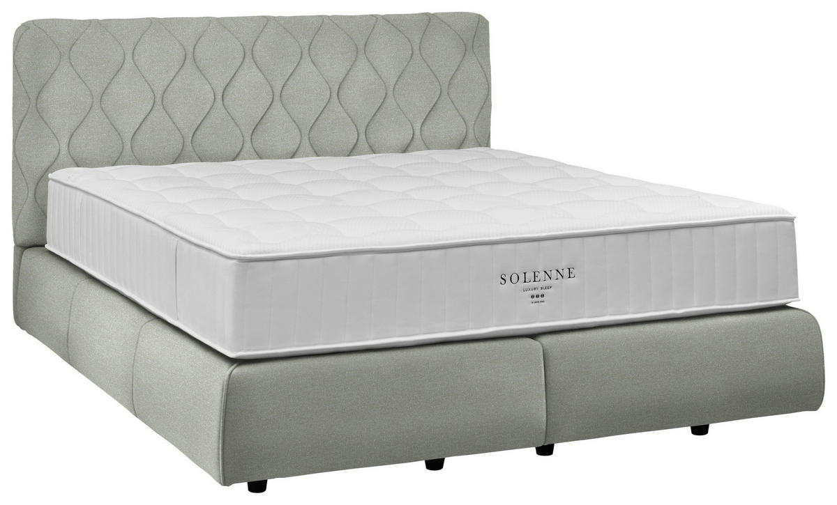 BOXSPRINGBETT 200/200 cm  in Hellgrau  - Hellgrau/Schwarz, Design, Kunststoff/Textil (200/200cm) - Johann Jakob