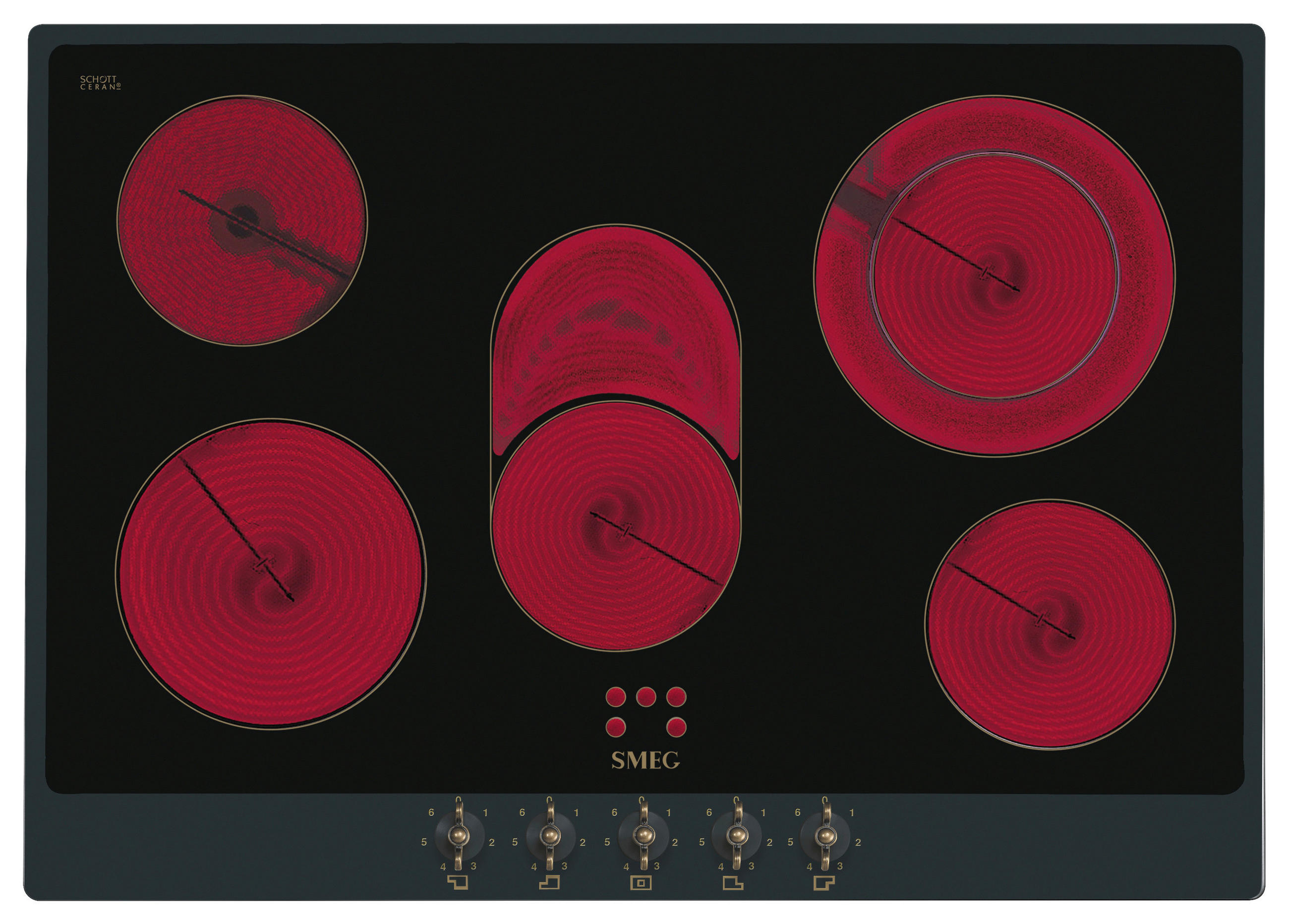 GLASKERAMIKKOCHFELD P875AO  - Anthrazit/Schwarz, Basics, Glas/Metall (71,8/47/51cm) - SMEG