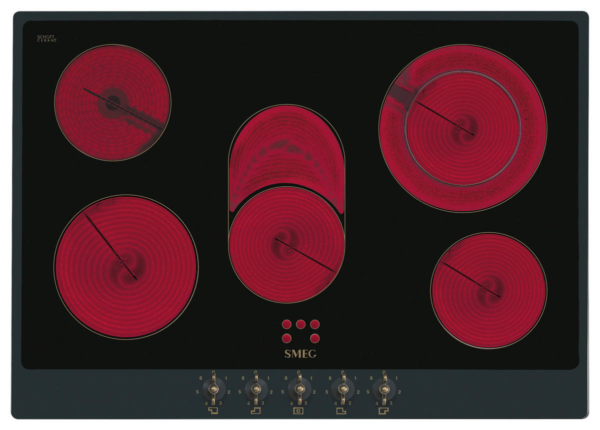 GLASKERAMIKKOCHFELD P875AO  - Anthrazit/Schwarz, Basics, Glas/Metall (71,8/47/51cm) - SMEG