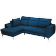 ECKSOFA Blau Chenille  - Blau/Schwarz, KONVENTIONELL, Textil/Metall (185/266cm) - Carryhome
