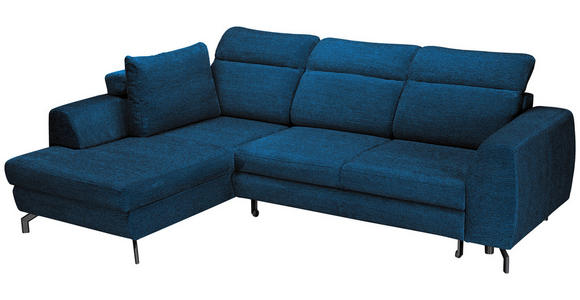 ECKSOFA Blau Chenille  - Blau/Schwarz, KONVENTIONELL, Textil/Metall (185/266cm) - Carryhome