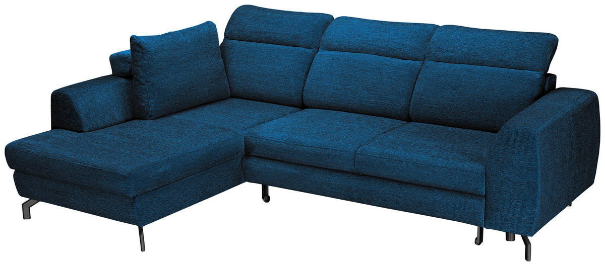 ECKSOFA Blau Chenille  - Blau/Schwarz, KONVENTIONELL, Textil/Metall (185/240cm) - Carryhome
