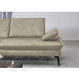 ECKSOFA in Echtleder Ecru  - Ecru/Schwarz, Design, Leder/Metall (157/325cm) - Dieter Knoll