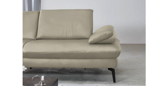 ECKSOFA in Echtleder Ecru 157/325 cm - Ecru/Schwarz, Design, Leder/Metall (157/325cm) - Dieter Knoll